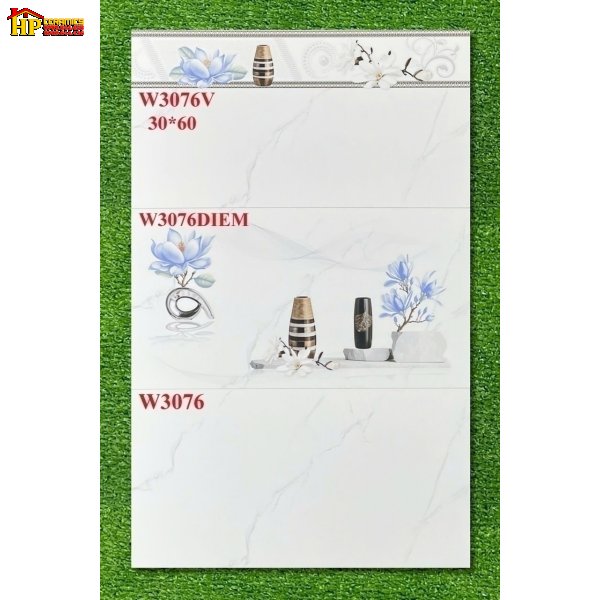 GẠCH ỐP TƯỜNG 30X60 TRẮNG VÂN KHÓI ĐIỂM BÔNG XANH 3076 CAO CẤP GIÁ RẺ