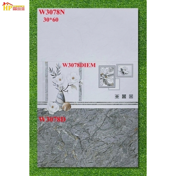GẠCH ỐP TƯỜNG 30X60 VÂN ĐÁ XÁM ĐÂM LỢT ĐIỂM BÌNH BÔNG SỨ 3078 CAO CẤP GIÁ RẺ