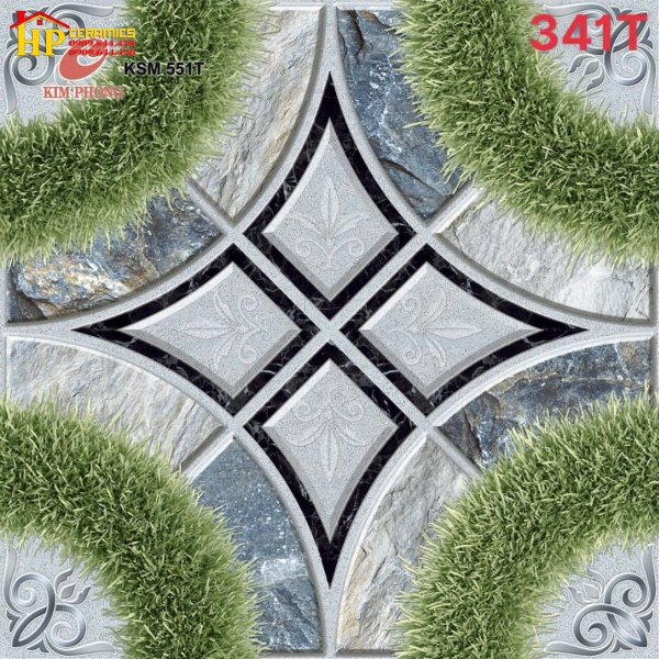 GẠCH LÁT SÂN VƯỜN 50X50 CỎ HÌNH THÔI XÁM 551 CAO CẤP GIÁ RẺ