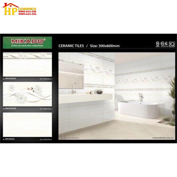 GẠCH ỐP TƯỜNG 30X60 VÂN KEM VÀNG ĐIỂM BÔNG CÚC DÂY 39503 CAO CẤP GIÁ RẺ