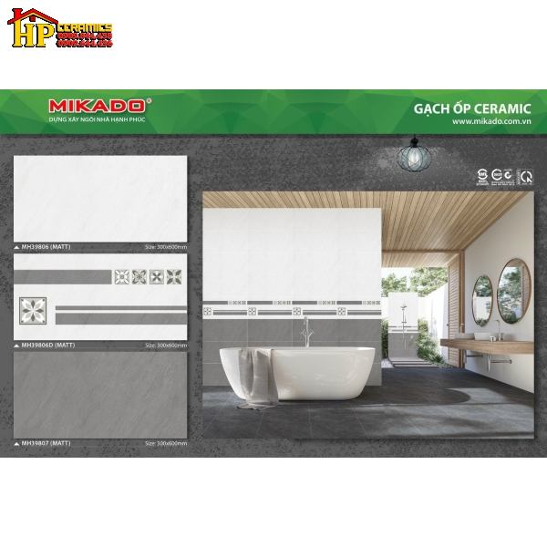 GẠCH ỐP TƯỜNG 30X60 VÂN ĐÁ XÁM MỜ ĐIỂM CÁ TÍNH 39806 CAO CẤP GIÁ RẺ