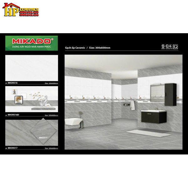 GẠCH ỐP TƯỜNG 30X60 VÂN ĐÁ XÉO XÁM ĐẬM LỢT ĐIỂM BÔNG TRẮNG 39516 CAO CẤP GIÁ RẺ
