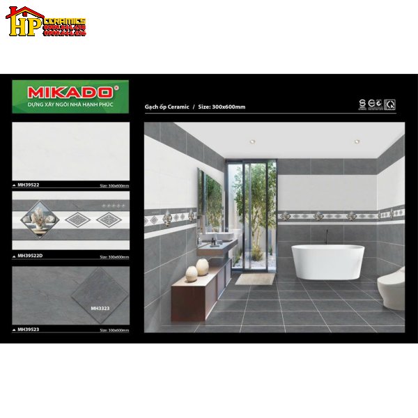 GẠCH ỐP TƯỜNG 30X60 VÂN ĐÁ XÁM ĐẬM LỢT ĐIỂM HÌNH THOI 39522 CAO CẤP GIÁ RẺ