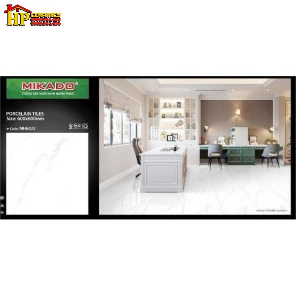 GẠCH LÁT NỀN 60X60 TRẮNG VÂN KHÓI 6022 CAO CẤP GIÁ RẺ