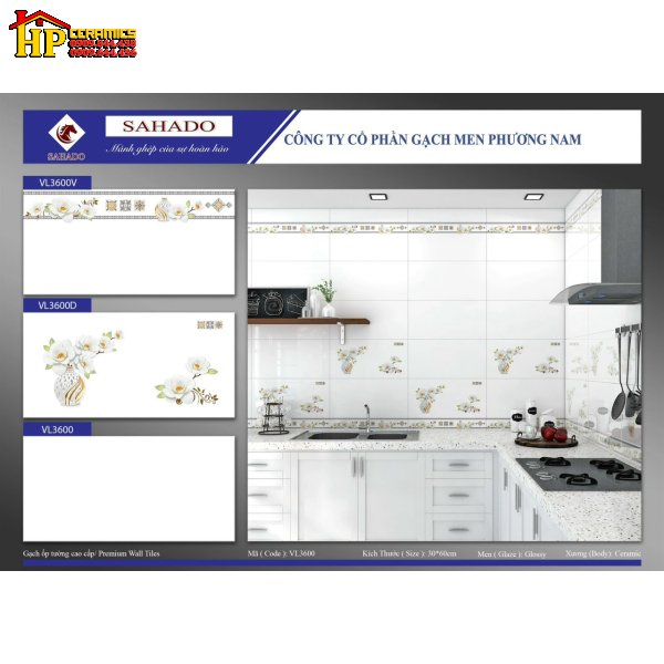 GẠCH ỐP TƯỜNG 30X60 TRẮNG TRƠN ĐIỂM BÌNH BÔNG HOA TRẮNG 3600V CAO CẤP GIÁ RẺ