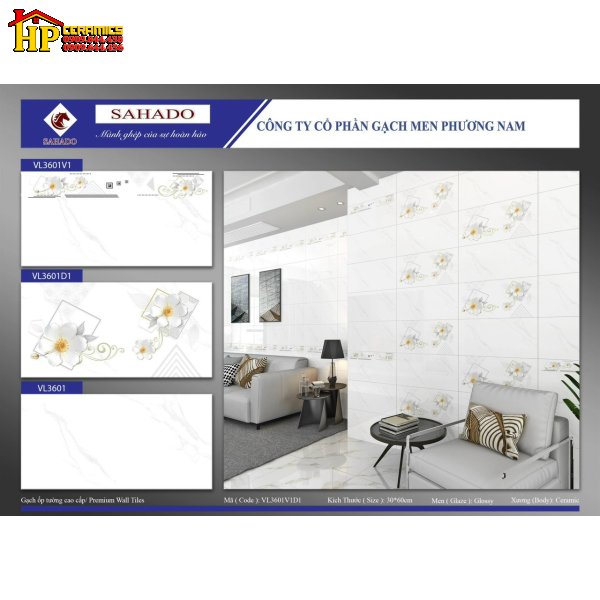 GẠCH ỐP TƯỜNG 30X60 TRẮNG VÂN KHÓI ĐIỂM BÔNG SỨ TRẮNG 3601 CAO CẤP GIÁ RẺ