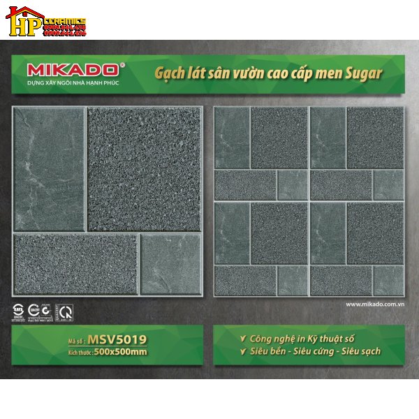 GẠCH LÁT SÂN VƯỜN 50X50 MÀU XÁM MÈ 5019 CAO CẤP GIÁ RẺ