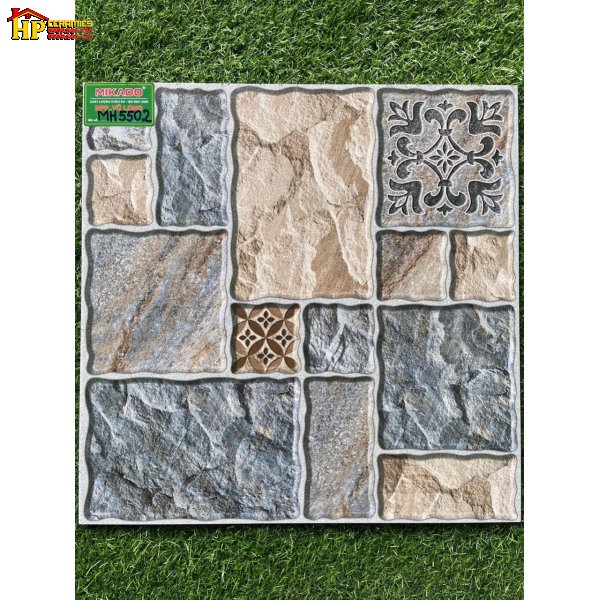 GẠCH LÁT SÂN VƯỜN 50X50 HÌNH CHỮ NHẬT NÂU GHÉP 5502 CAO CẤP GIÁ RẺ