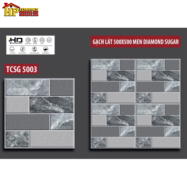 GẠCH LÁT SÂN VƯỜN 50X50 CHỮ NHẬT GHÉP XÁM 5003 CAO CẤP GIÁ RẺ