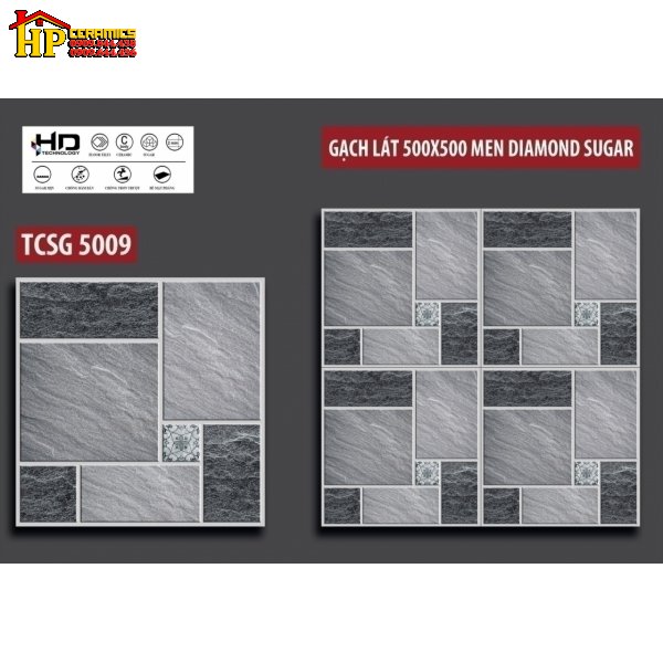 GẠCH LÁT SÂN VƯỜN 50X50 VÂN ĐÁ CHỮ NHẬT GHÉP 5009 CAO CẤP GIÁ RẺ