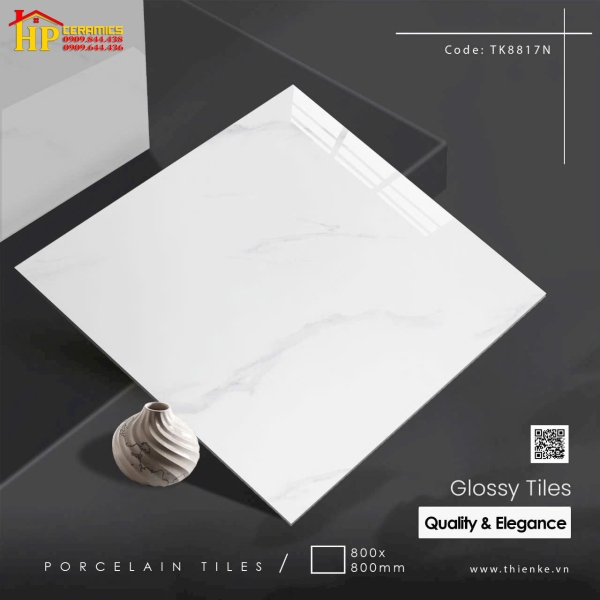 GẠCH LÁT NỀN 80X80 TRẮNG VÂN KHÓI TK8817N CAO CẤP GIÁ RẺ