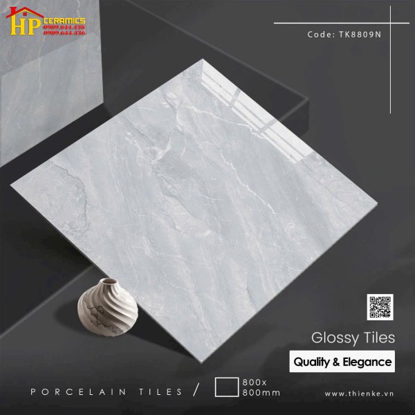 GẠCH LÁT NỀN 80X80 VÂN ĐÁ XÁM 8809 CAO CẤP GIÁ RẺ