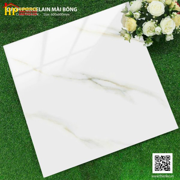 GẠCH LÁT NỀN 60X60 TRẮNG VÂN KHÓI XÁM VÀNG 6650 CAO CẤP GIÁ RẺ
