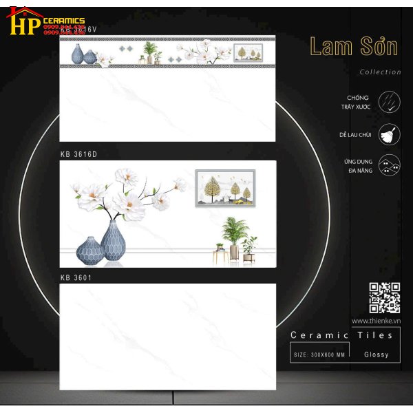 GẠCH ỐP TƯỜNG 30X60 TRẮNG VÂN KHÓI ĐIỂM BÌNH BÔNG SỨ XANH 3616 CAO CẤP GIÁ RẺ