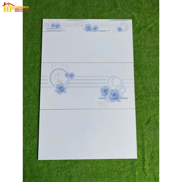 GẠCH ỐP TƯỜNG 40X80 TRẮNG TRƠN ĐIỂM BÔNG XANH 4850 CAO CẤP GIÁ RẺ