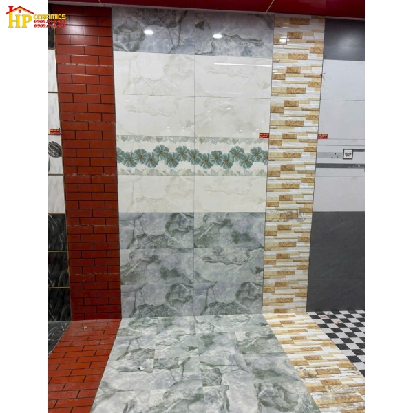 GẠCH ỐP TƯỜNG 30X60 VÂN ĐÁ XANH NGỌC ĐẬM LỢT ĐIỂM BÔNG DÂY 98878 CAO CẤP GIÁ RẺ