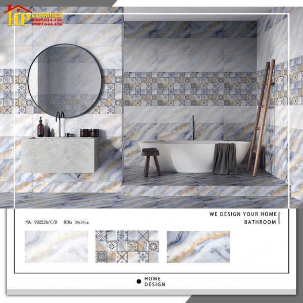 GẠCH ỐP TƯỜNG 30X60 VÂN ĐÁ XANH BIỂN ĐIỂM CỔ ĐIỂN 98222 CAO CẤP GIÁ RẺ