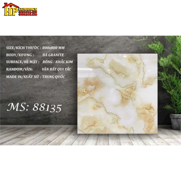GẠCH LÁT NỀN 80X80 VÂN ĐÁ VÀNG KHẮC KIM 88135 CAO CẤP GIÁ RẺ