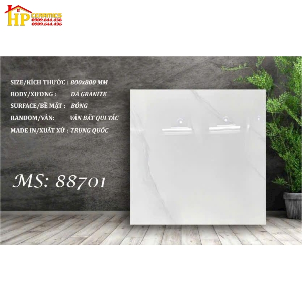 GẠCH LÁT NỀN 80X80 TRẮNG VÂN KHÓI 88701 CAO CẤP GIÁ RẺ