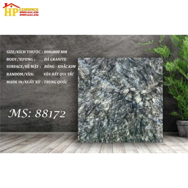 GẠCH LÁT NỀN 80X80 VÂN ĐÁ MARBLE XANH ĐEN KHẮC KIM 88172 CAO CẤP GIÁ RẺ