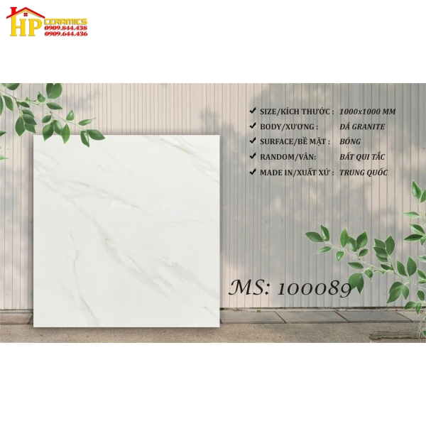 GẠCH LÁT NỀN 100X100 TRẮNG VÂN KHÓI 100089 NHẬP KHẨU CAO CẤP 