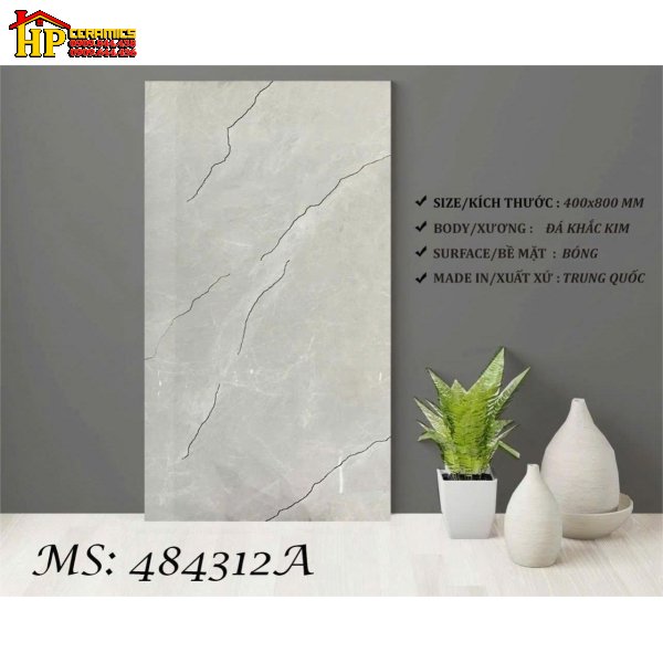 GẠCH ỐP TƯỜNG 40X80 VÂN ĐÁ XÁM KHẮC KIM 484312A CAO CẤP GIÁ RẺ
