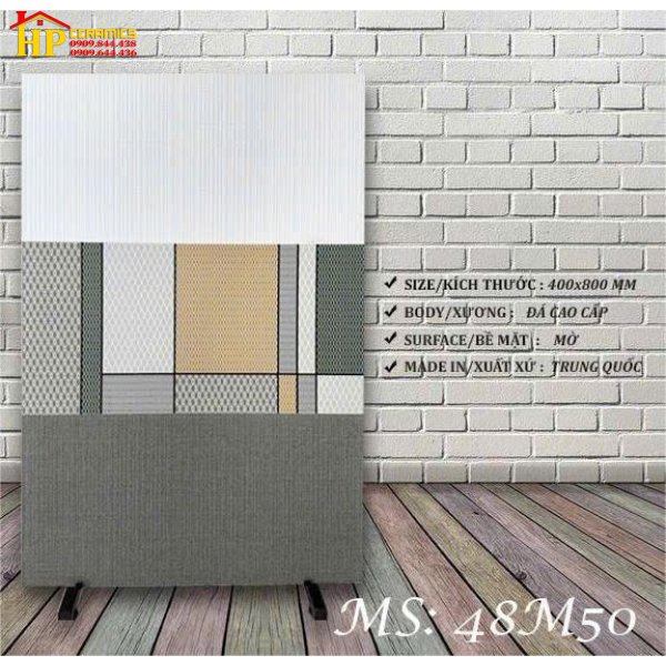 GẠCH ỐP TƯỜNG 40X80 VÂN VẢI XÁM ĐẬM LỢT ĐIỂM CÁ TÍNH MATT 48M50 CAO CẤP GIÁ RẺ