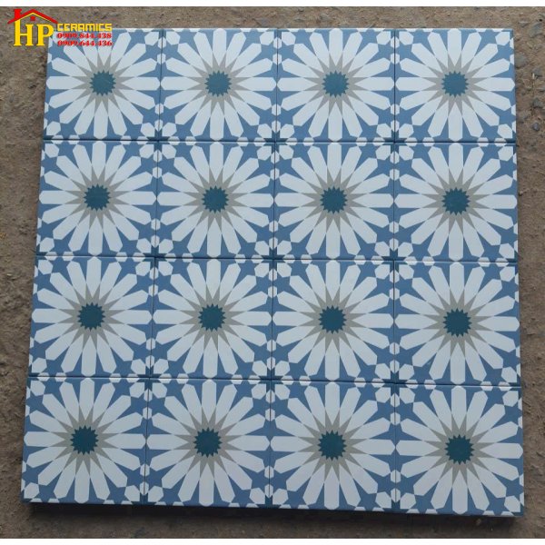 GẠCH LÁT NỀN 20X20 BÔNG CÚC XANH CỔ ĐIỂN CAO CẤP GIÁ RẺ