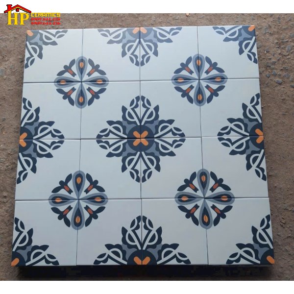 GẠCH LÁT NỀN 20X20 TRẮNG NHẤN 2 GÓC GHÉP BÔNG CỔ ĐIỂN CAO CẤP GIÁ RẺ