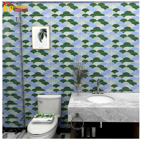 GẠCH TRANG TRÍ 30X60 VẨY CÁ XANH 3 MÀU 6502 CAO CẤP GIÁ RẺ
