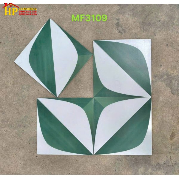 GẠCH BÔNG 30X30 TRẮNG GHÉP HOA VĂN XANH 3109 CAO CẤP GIÁ RẺ