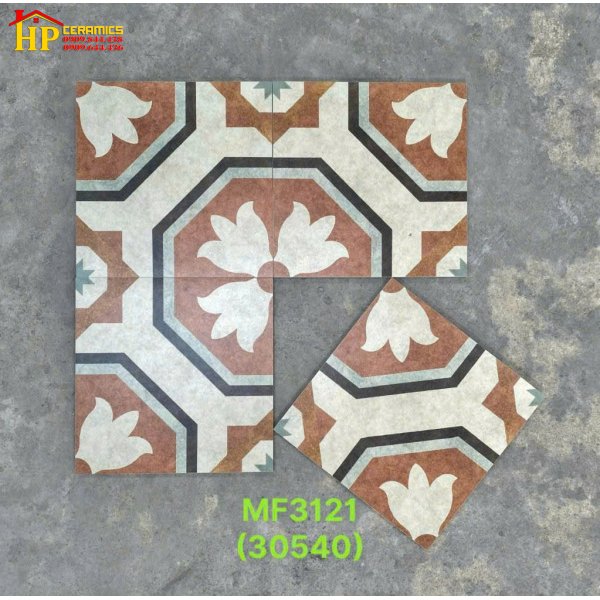 GẠCH BÔNG 30X30 BÔNG NÂU CỔ XƯA 3121 CAO CẤP GIÁ RẺ