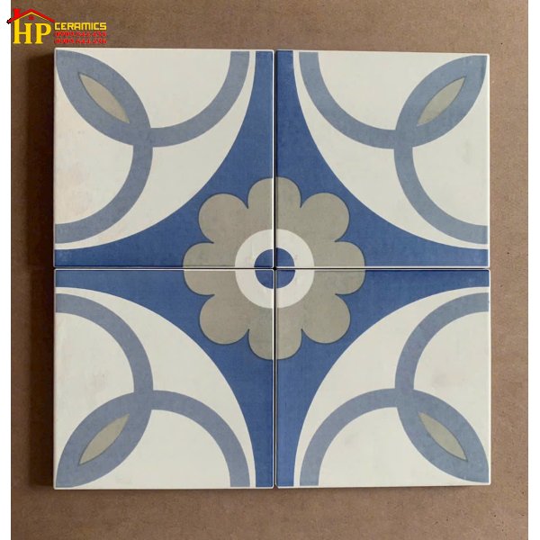 GẠCH BÔNG 20X20 HOA VĂN XANH NỀN KEM GHÉP CỔ ĐIỂN CAO CẤP GIÁ RẺ