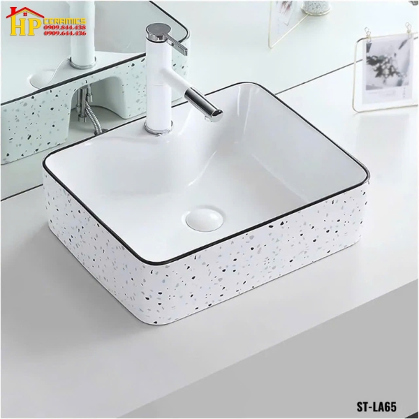 LAVABO ĐẶT BÀN CHỮ NHẬT VÂN TERAZO LA 65 CAO CẤP GIÁ RẺ
