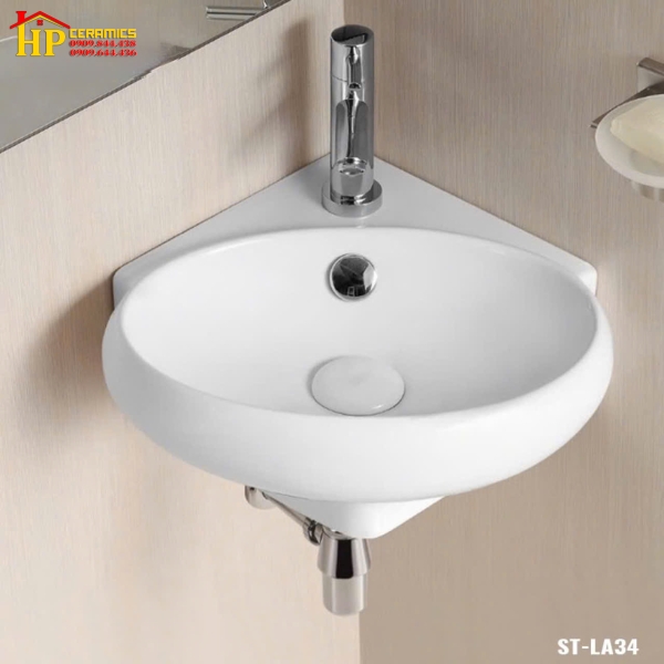 LAVABO TREO TƯỜNG GÓC TRẮNG LA34 CAO CẤP GIÁ RẺ