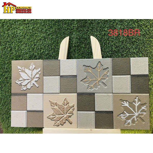 GẠCH TRANG TRÍ 30X60 SẮC MÀU KEM VÀ NÂU HỌA TIẾT CHIẾC LÁ 3D NHẬP KHẨU CAO CẤP