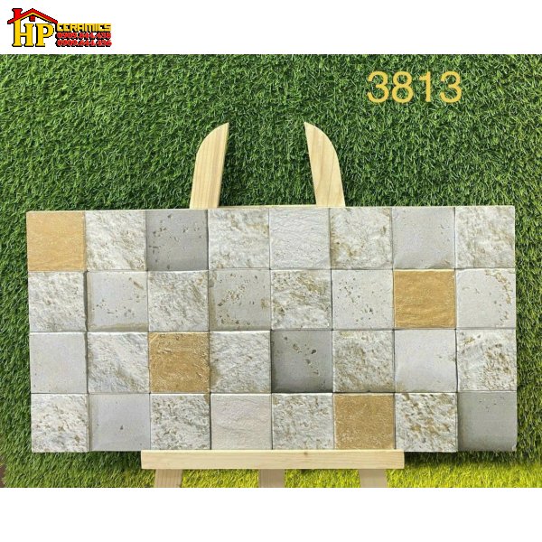 GẠCH TRANG TRÍ 30X60 SẮC MÀU XÁM TRẮNG KẾT HỢP VÀNG HỌA TIẾT Ô VUÔNG GHÉP 3D NHẬP KHẨU CAO CẤP