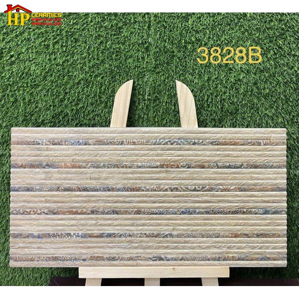 GẠCH TRANG TRÍ 30X60 MÀU KEM BE HỌA TIẾT THANH NGANG CHẠY DÀI 3D NHẬP KHẨU CAO CẤP