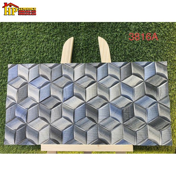 GẠCH TRANG TRÍ 30X60 SẮC XANH KẾT HỢP ĐEN HỌA TIẾT LẬP PHƯƠNG 3D NHẬP KHẨU CAO CẤP