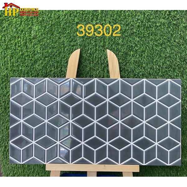 GẠCH TRANG TRÍ 30X60 SẮC ĐEN HUYỀN BÍ HỌA TIẾT HÌNH HỌC LẬP PHƯƠNG 3D NHẬP KHẨU CAO CẤP