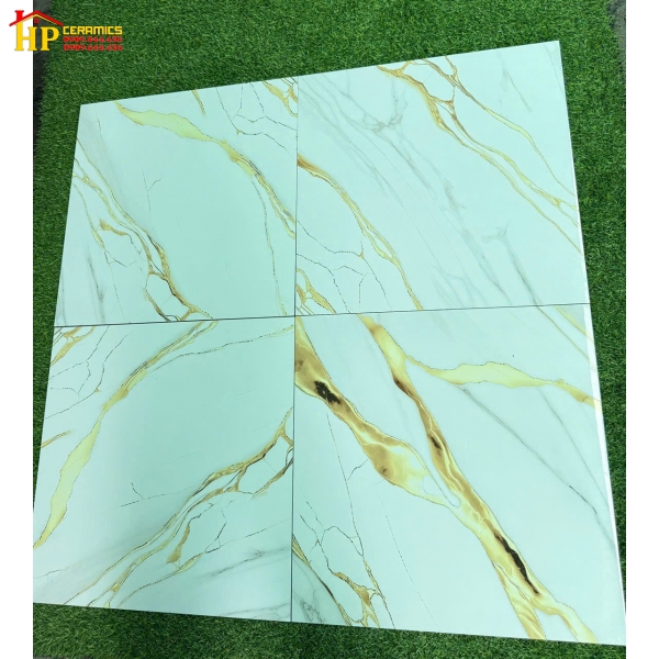 GẠCH LÁT NỀN 60X60 TRẮNG VÂN KHÓI KHẮC KIM CHỈ VÀNG CAO CẤP GIÁ RẺ
