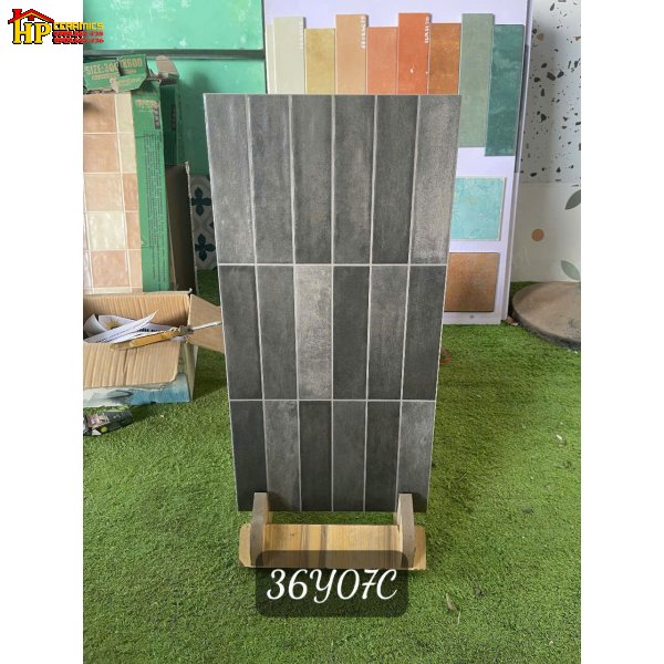 GẠCH TRANG TRÍ 30X60 Ô CHỮ NHẬT XÁM ĐẬM LOANG 36Y07C CAO CẤP GIÁ RẺ
