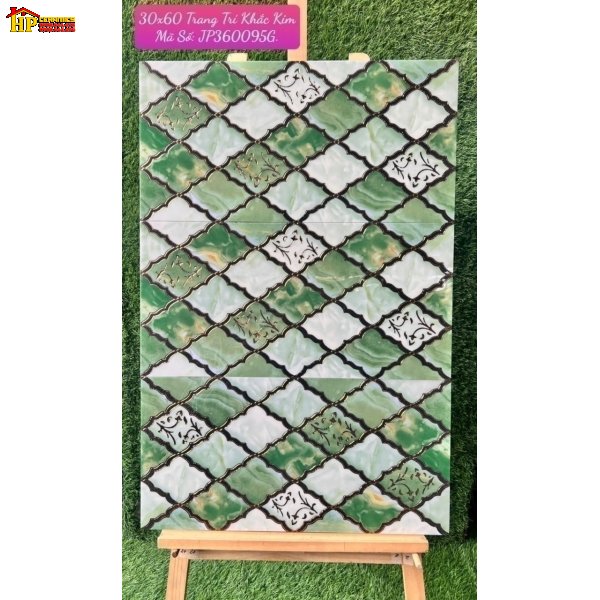 GẠCH TRANG TRÍ 30X60 KHẮC KIM HÌNH THOI XANH LÁ BÔNG 360095 CAO CẤP GIÁ RẺ