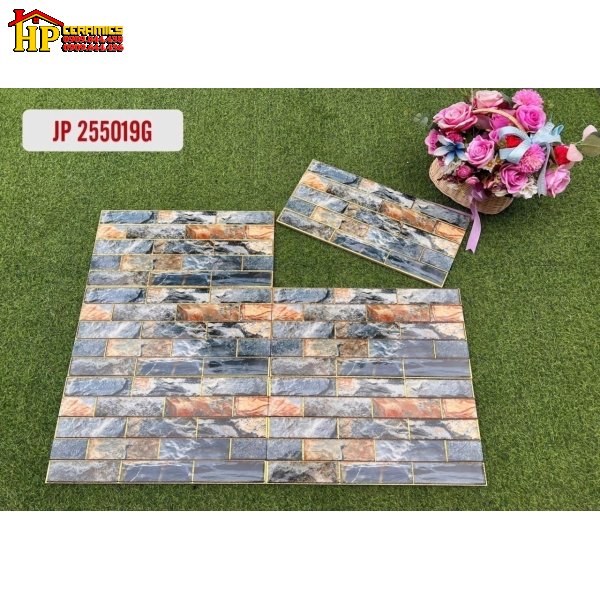 GẠCH TRANG TRÍ 25X50 KIỂU XÂY GẠCH VÂN ĐÁ GHÉP GIẢ CỔ KHẮC KIM 255019 CAO CẤP GIÁ RẺ
