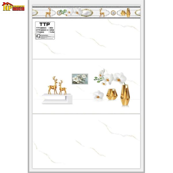 GẠCH ỐP TƯỜNG 40X80 TRẮNG VÂN KHÓI CHỈ VÀNG ĐIỂM NAI VÀNG 48602 CAO CẤP GIÁ RẺ