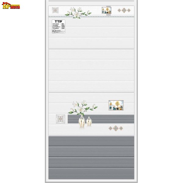 GẠCH ỐP TƯỜNG 40X80 SỌC XÁM ĐẬM LỢT ĐIỂM BÔNG CÚC TRẮNG 48604 CAO CẤP GIÁ RẺ