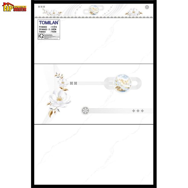 GẠCH ỐP TƯỜNG 40X80 TRẮNG VÂN VÀNG ĐIỂM BÔNG CÚC TRẮNG 48402 CAO CẤP GIÁ RẺ