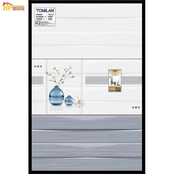 GẠCH ỐP TƯỜNG 40X80 VÂN SỌC 3D XÁM ĐẬM LỢT ĐIỂM BÌNH BÔNG XANH 48409 CAO CẤP GIÁ RẺ