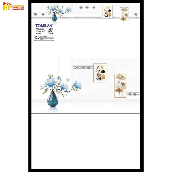 GẠCH ỐP TƯỜNG 40X80 TRẮNG TRƠN ĐIỂM BÔNG XANH 48400C CAO CẤP GIÁ RẺ