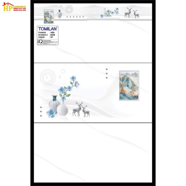 GẠCH ỐP TƯỜNG 40X80 TRẮNG VÂN KHÓI ĐIỂM BỨC TRANH SƠN THỦY 48405 CAO CẤP GIÁ RẺ